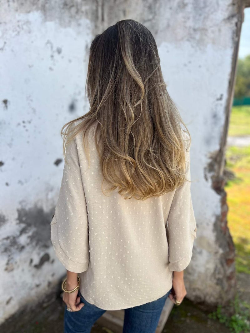 Lyutsiya - Kerek Nyakú Hímzett Nagy Mandzsettás Alkalmi Ing