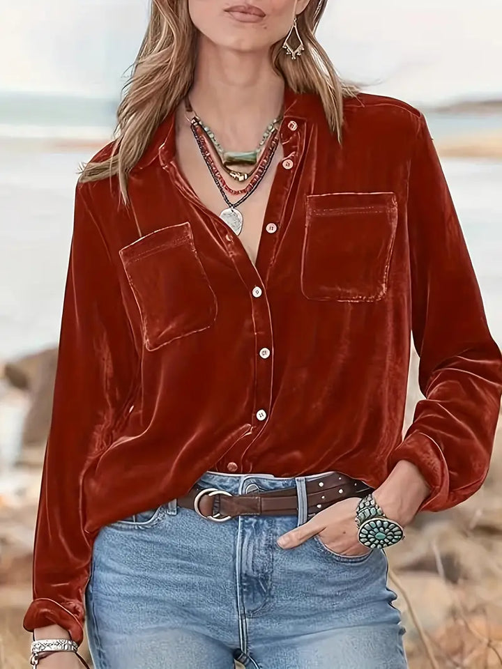 Geanie - Hosszú Ujjú Ing Elülső Zsebekkel