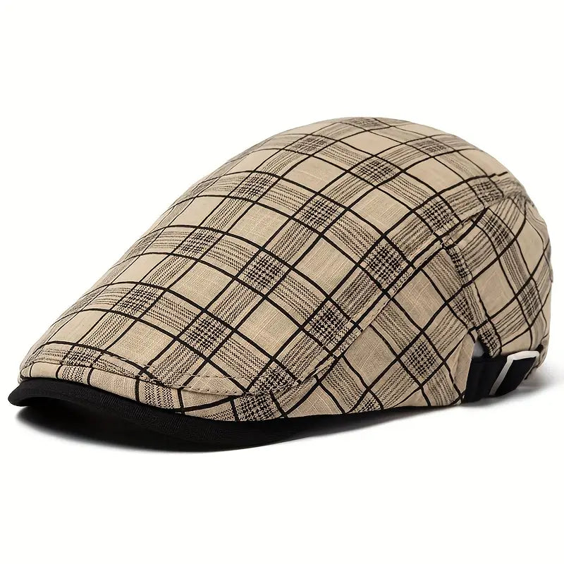 Zared - Állítható Vintage Kockás Beret Sapka
