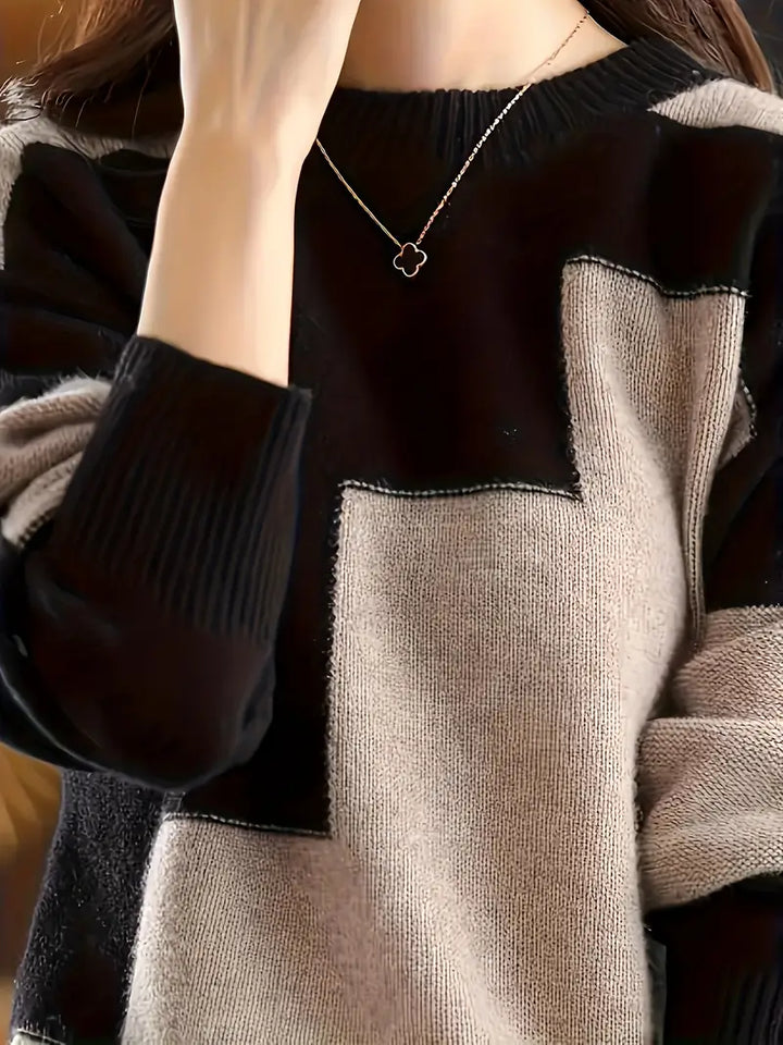 Gala - Elegáns Hosszú Ujjú Pulóver Geometrikus Mintával