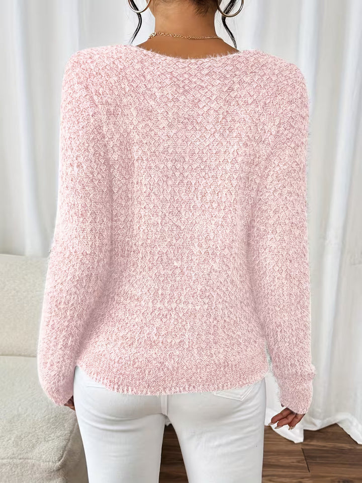 Aderah - Laza Illeszkedésű V-Nyakú Pulóver