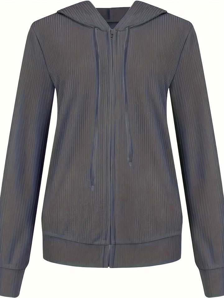 Moira - Hosszú Ujjú, Cipzáras, Húzózsinórral Ellátott Kapucnis Pulóver