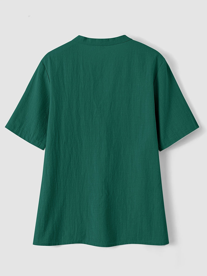 Sharron - Elegáns V-Nyakú Blúz Gombokkal