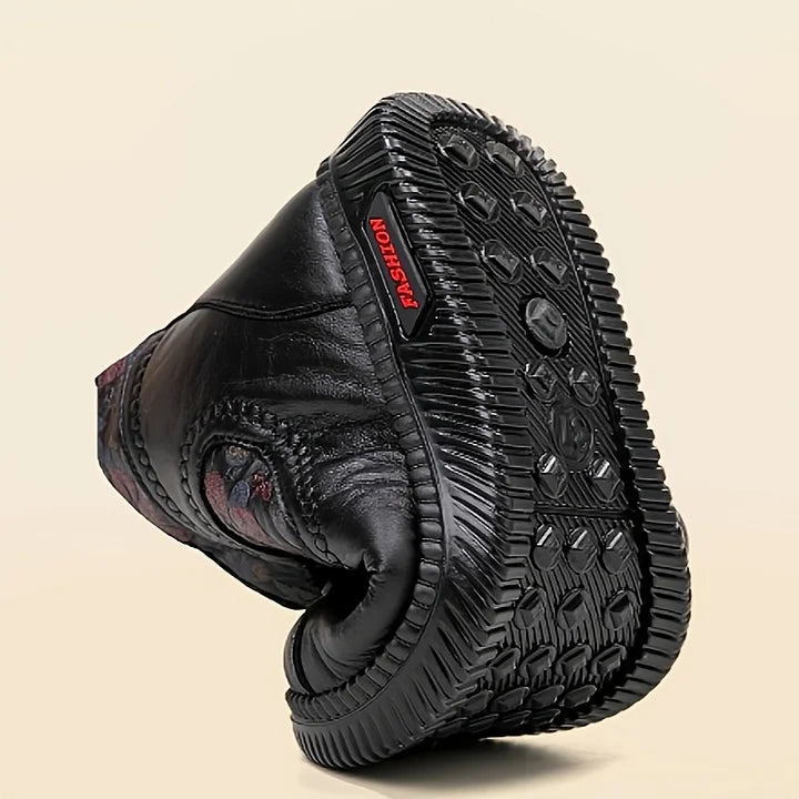 Robbie - Vintage Virágmintás Bőr Bokacsizma