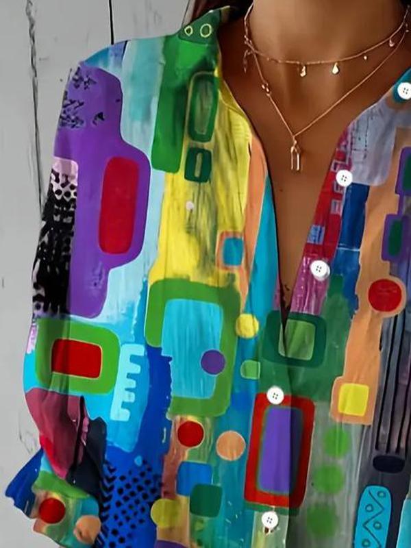 Hunia - Stílusos Többszínű Blúz