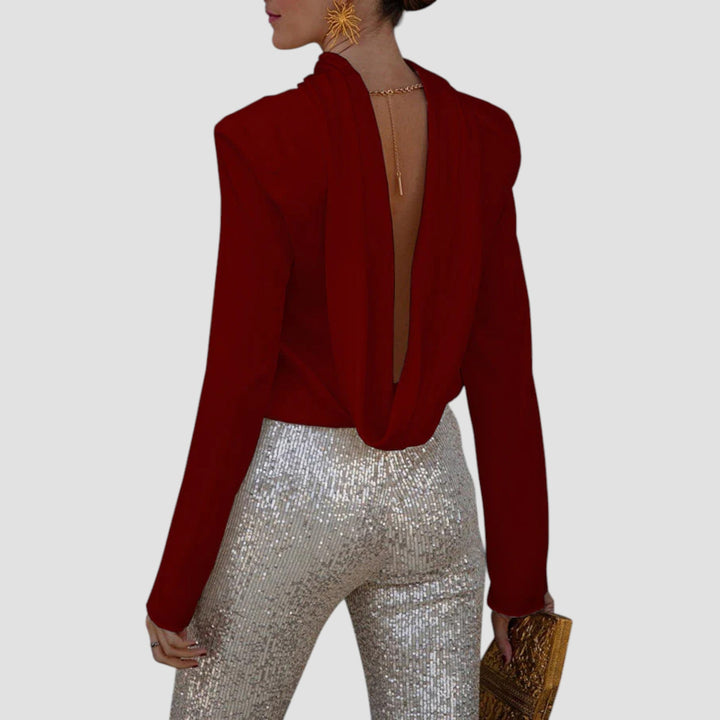 Ffion - Hátul Nyitott, Hosszú Ujjú Blúz