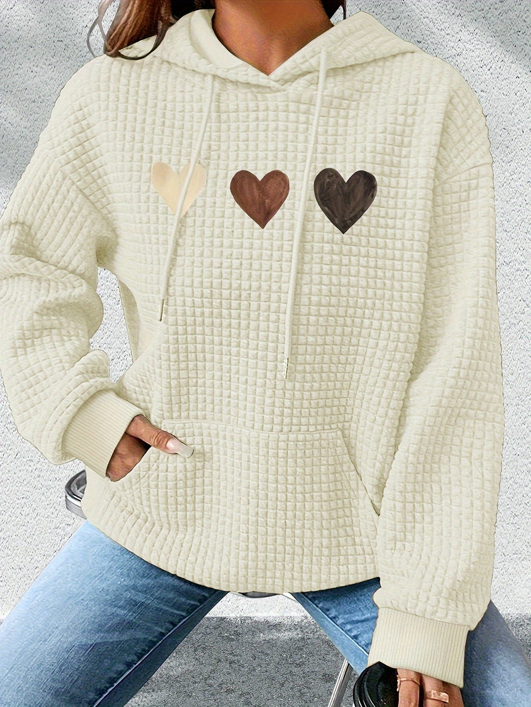 Urmela – Alkalmi Poliészter Kapucnis Pulóver Zsebekkel