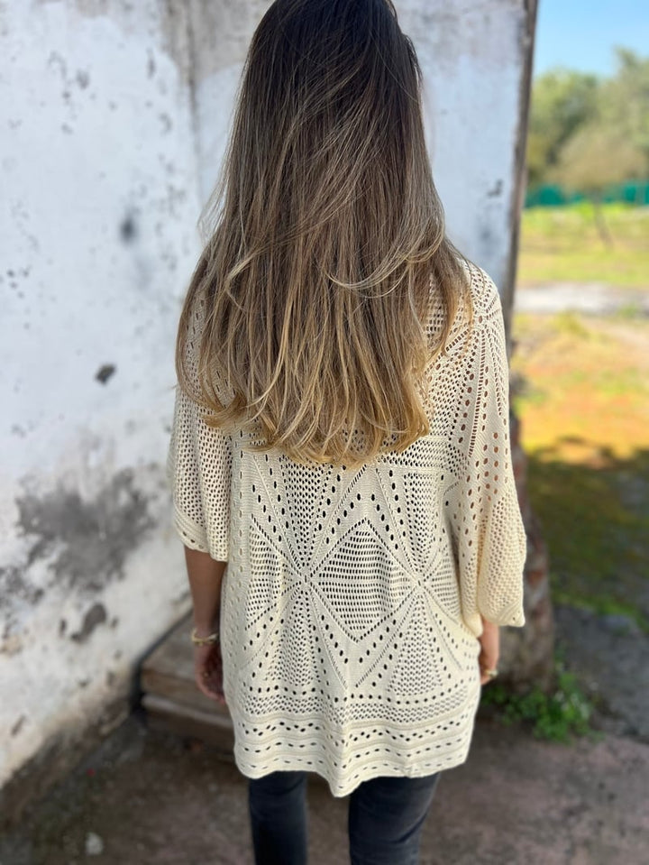 Veronique - Üreges Félhosszú Ujjú Kardigán