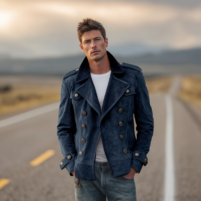 Momonosuke - Klasszikus Retro Western Stílusú Szűk Galléros Kétsoros Szűkített Kabát