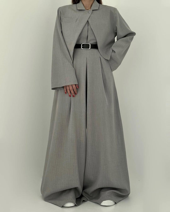 Lauralie - Pánt Nélküli Jumpsuit Kabát Stílusú Ingázó Szett