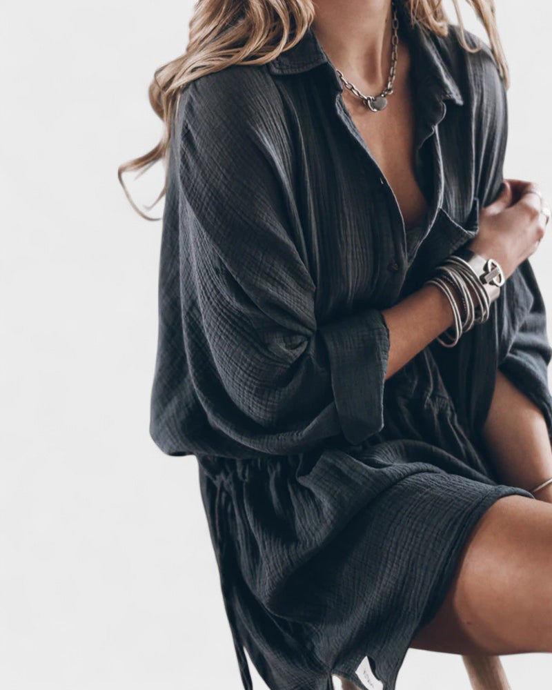 Rosina - Lenvászon Ruha Elülső Zsebbel