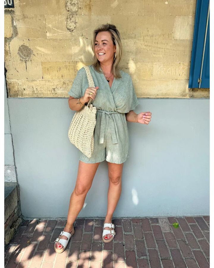 Lerusik - Rövid Ujjú Lenvászon Játékruha