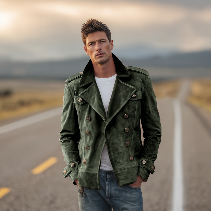 Momonosuke - Klasszikus Retro Western Stílusú Szűk Galléros Kétsoros Szűkített Kabát