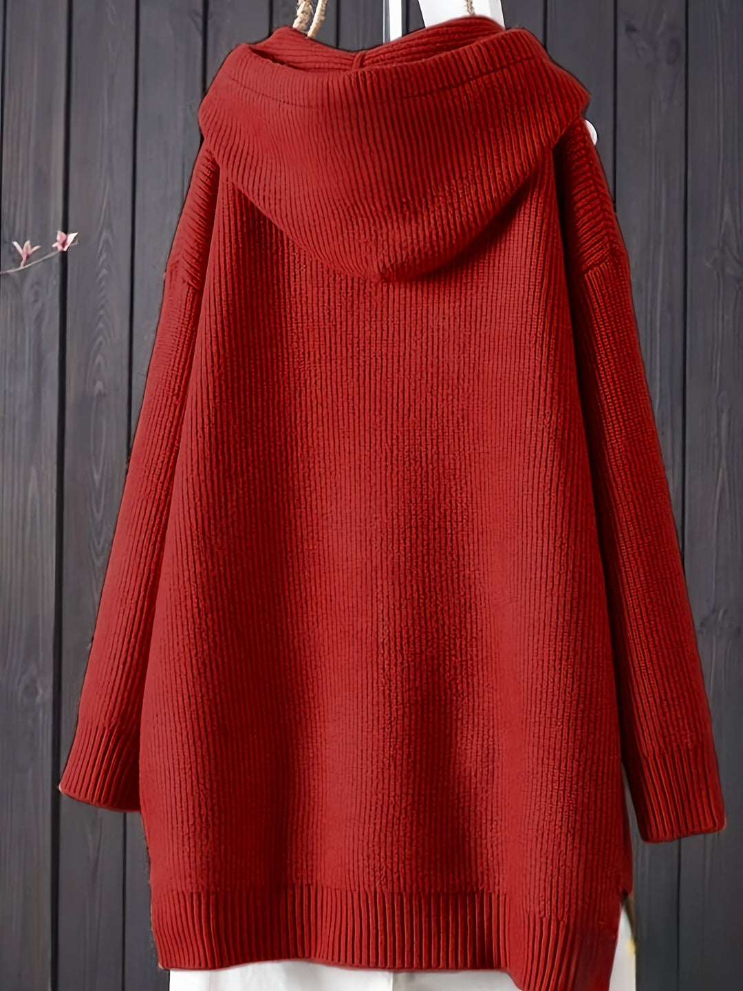 Genivee – Alkalmi Hosszú Ujjú Kötött Kapucnis Pulóver