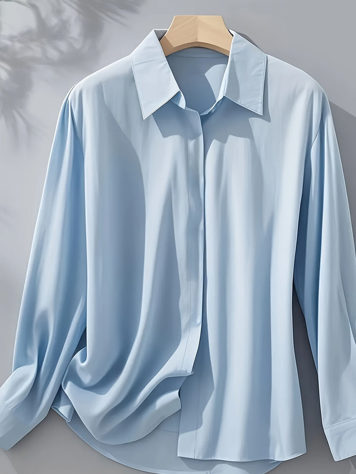 Elenochka - Stílusos Hosszú Ujjú Gombos Ing