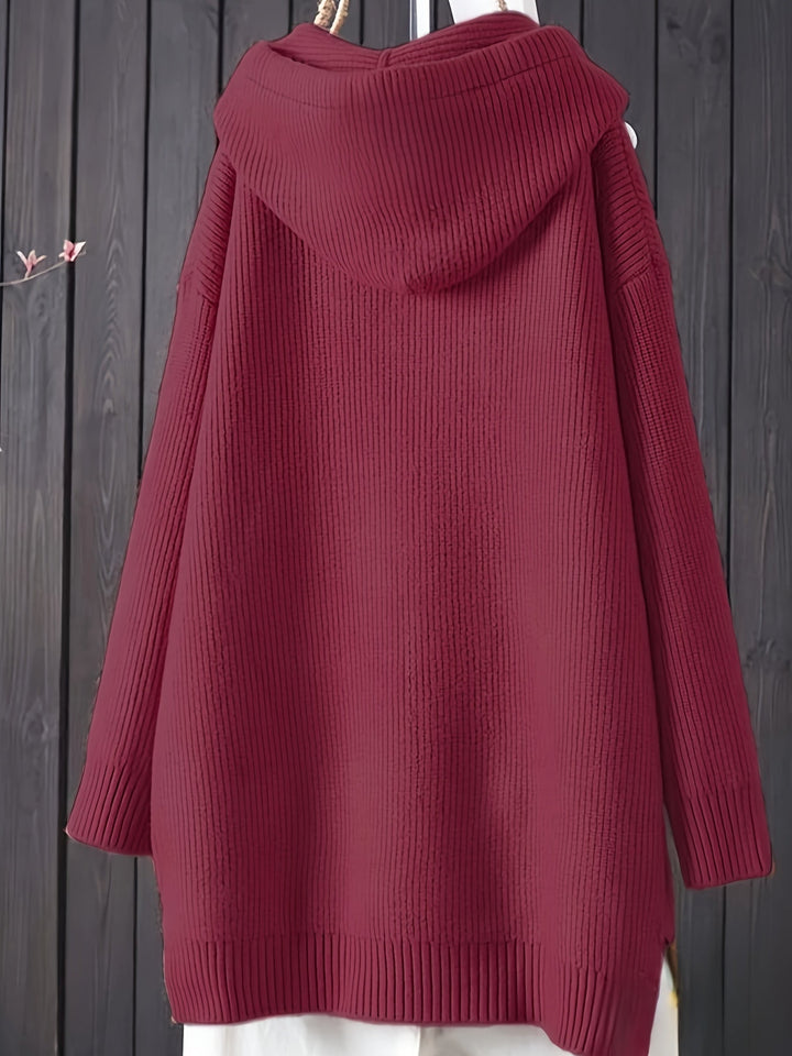 Genivee – Alkalmi Hosszú Ujjú Kötött Kapucnis Pulóver