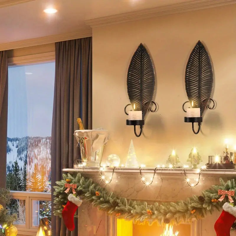 FoliGlow - Levél Mintás Gyertyatartó Szett