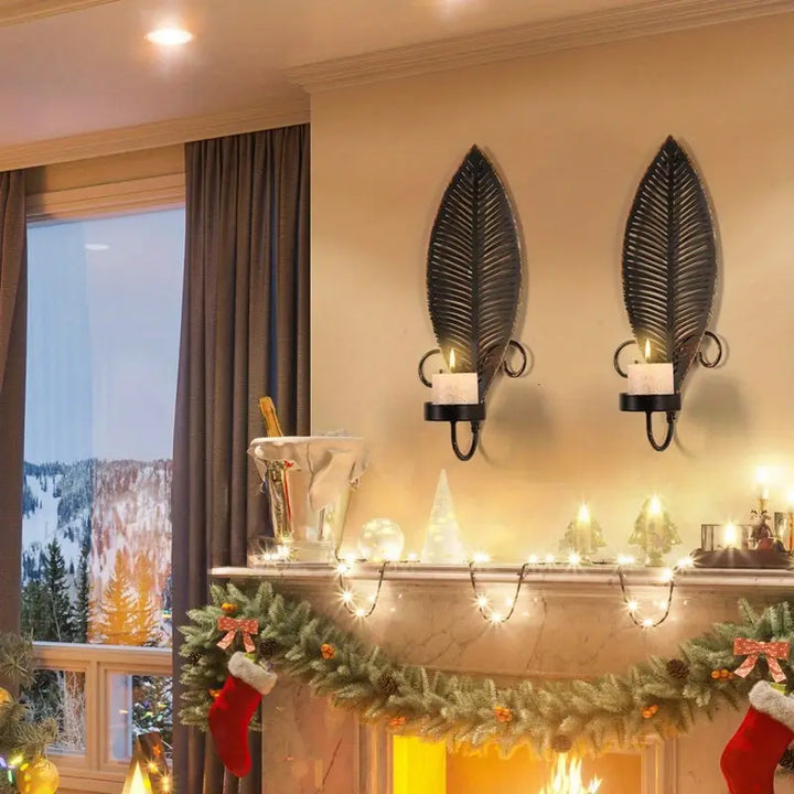 FoliGlow - Levél Mintás Gyertyatartó Szett