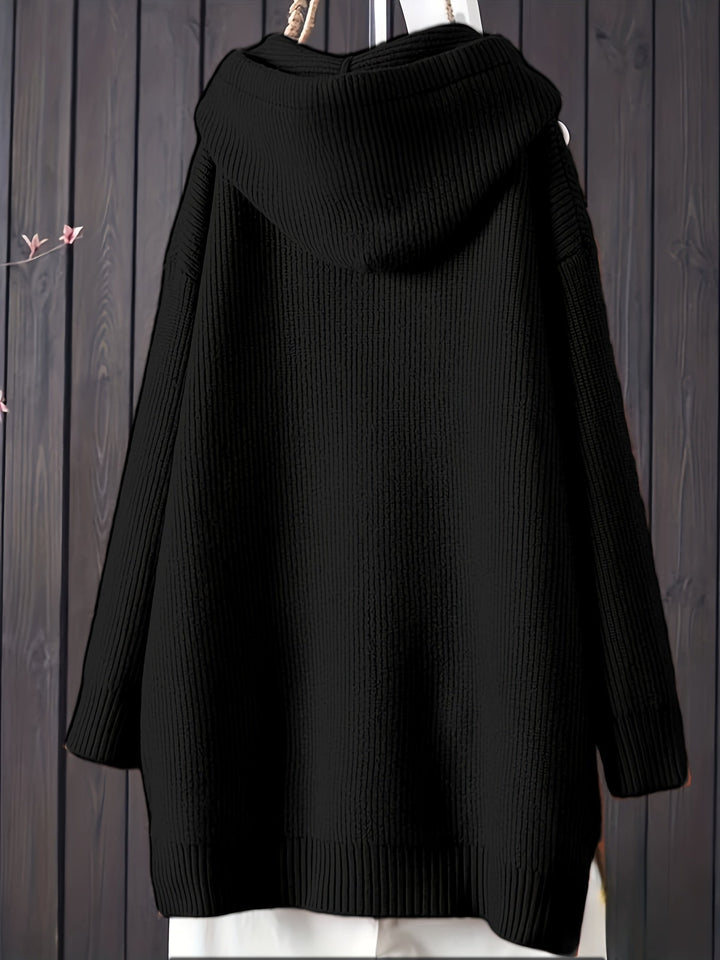 Genivee – Alkalmi Hosszú Ujjú Kötött Kapucnis Pulóver