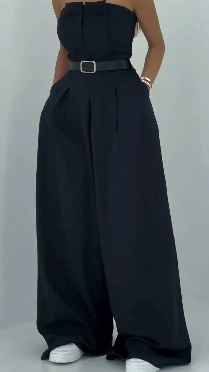 Lavara - Rövid Blézer Es Széles Szárú Nadrág Szett