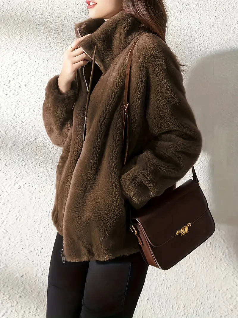 Maliza - Stílusos Szőrös Polár Kabát