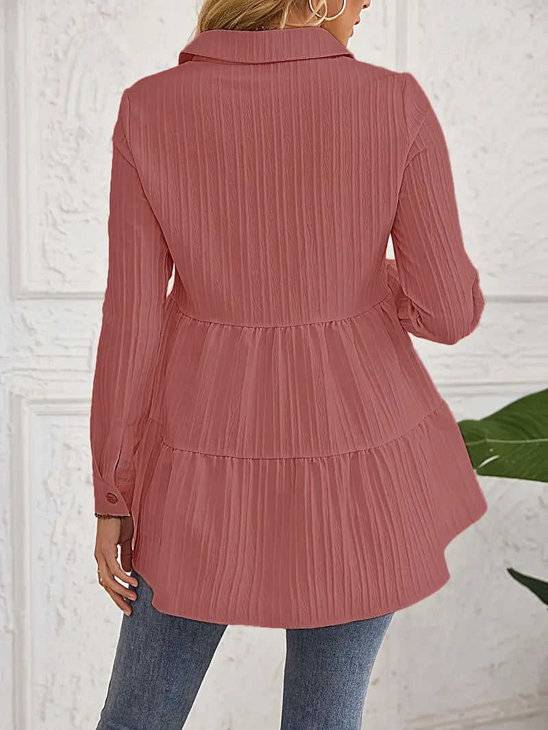 Majlinda – Stílusos Hosszú Ujjú Ing Gombokkal