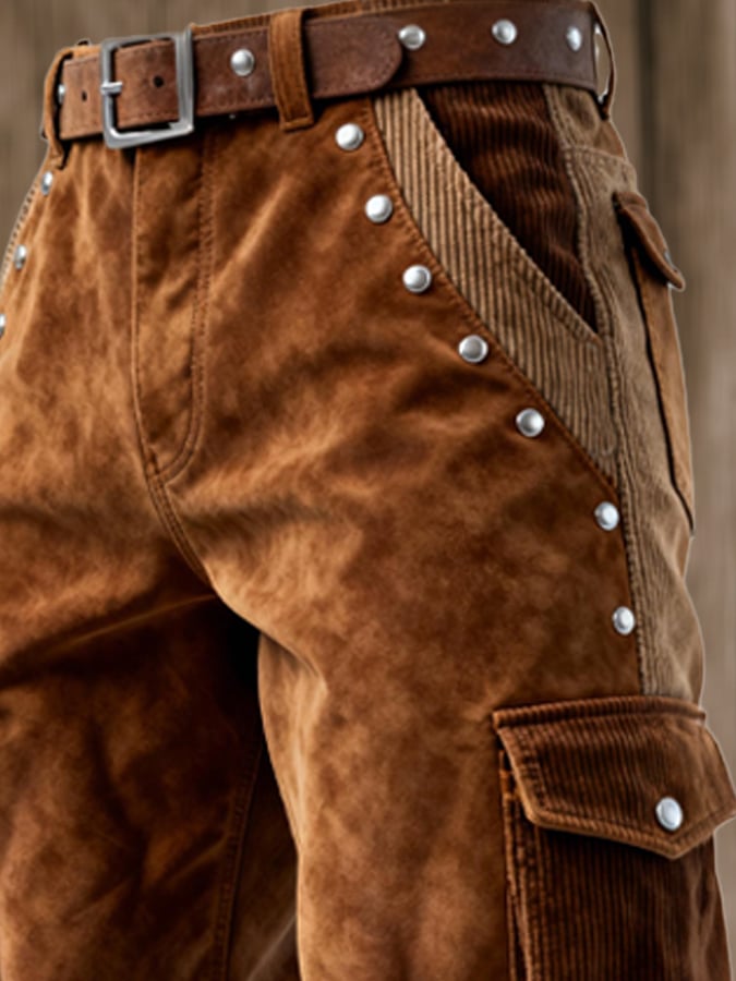 Curran – Vintage Kültéri Kaland Kordbársony Varrású Rojtos Nadrág