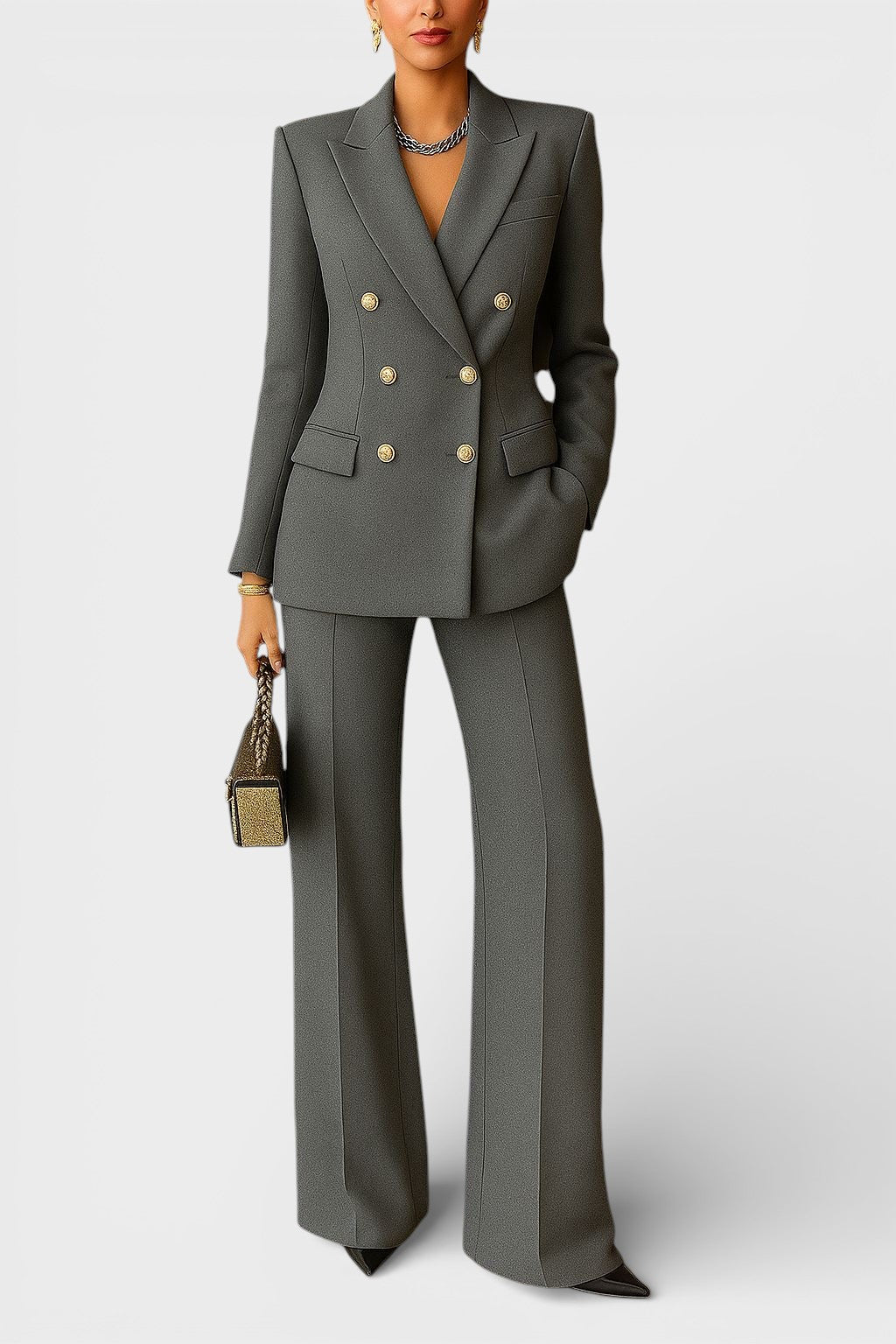 Kalyn – Kétsoros Blézer és Széles Szárú Nadrág