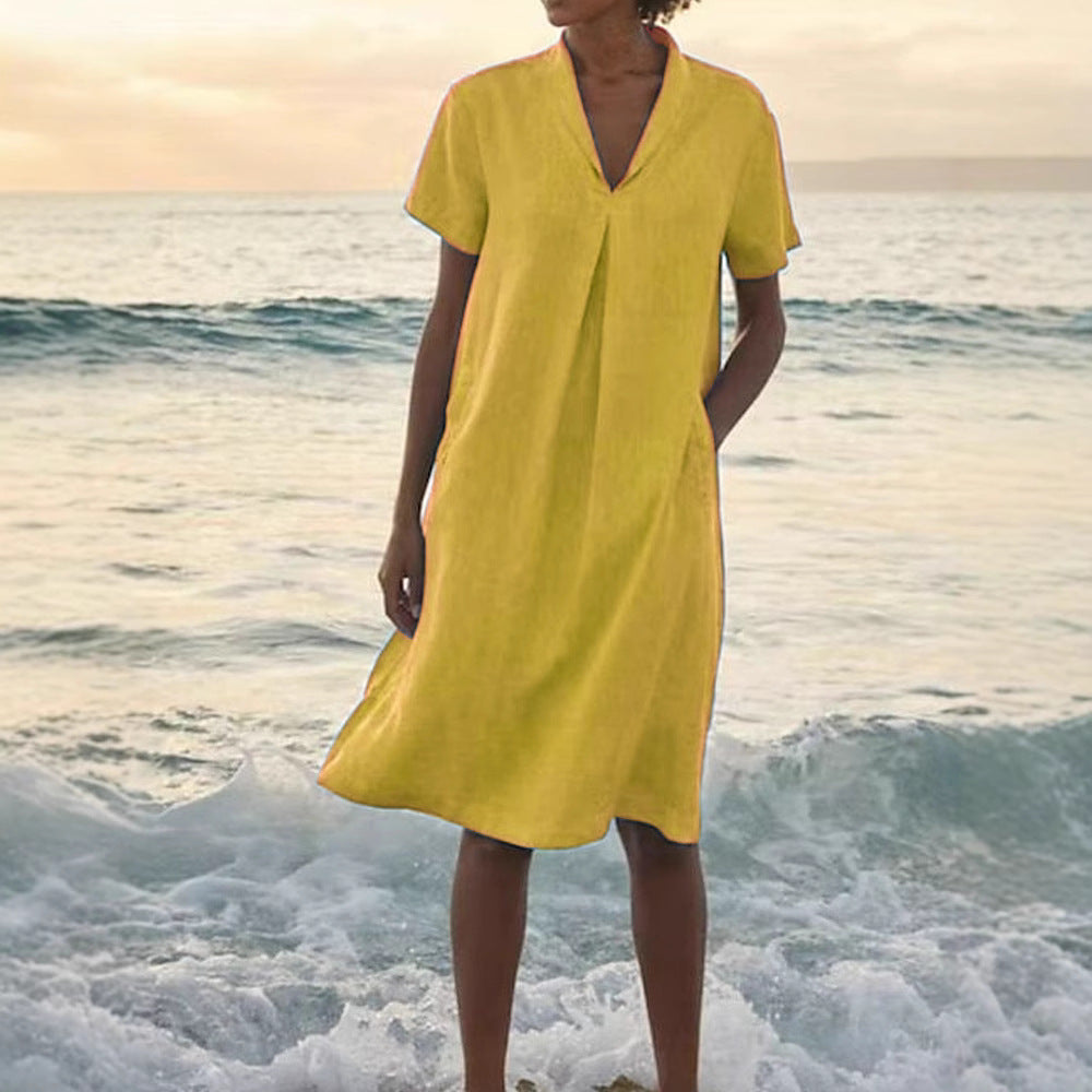 Laurie - Rövid Ujjú Ruha Zsebekkel