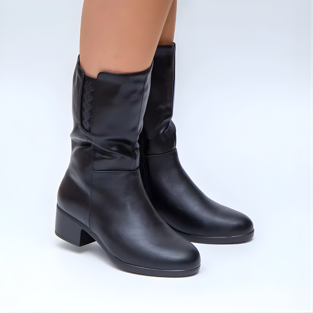 Hodaya - Elegáns Félcsizma Hosszúságú Csizma Oldalsó Cipzárral