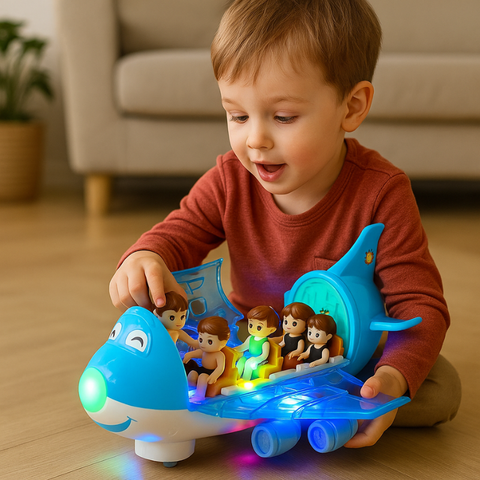 MusicJet – Elektromos Repülőgép Fényekkel, Zenével és Akadálykerüléssel