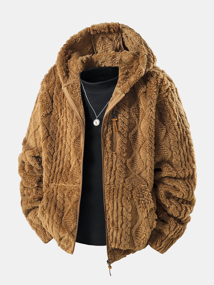 Alonzo - Geometrikus Jacquard Teddy Kapucnis Pulóver