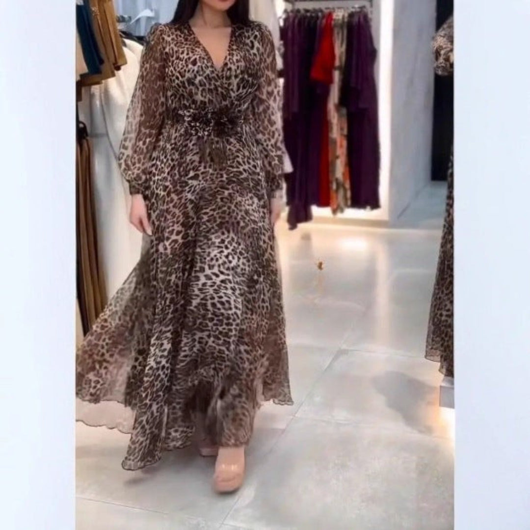 Nalera - Elegáns Leopárdmintás Mxi Ruha