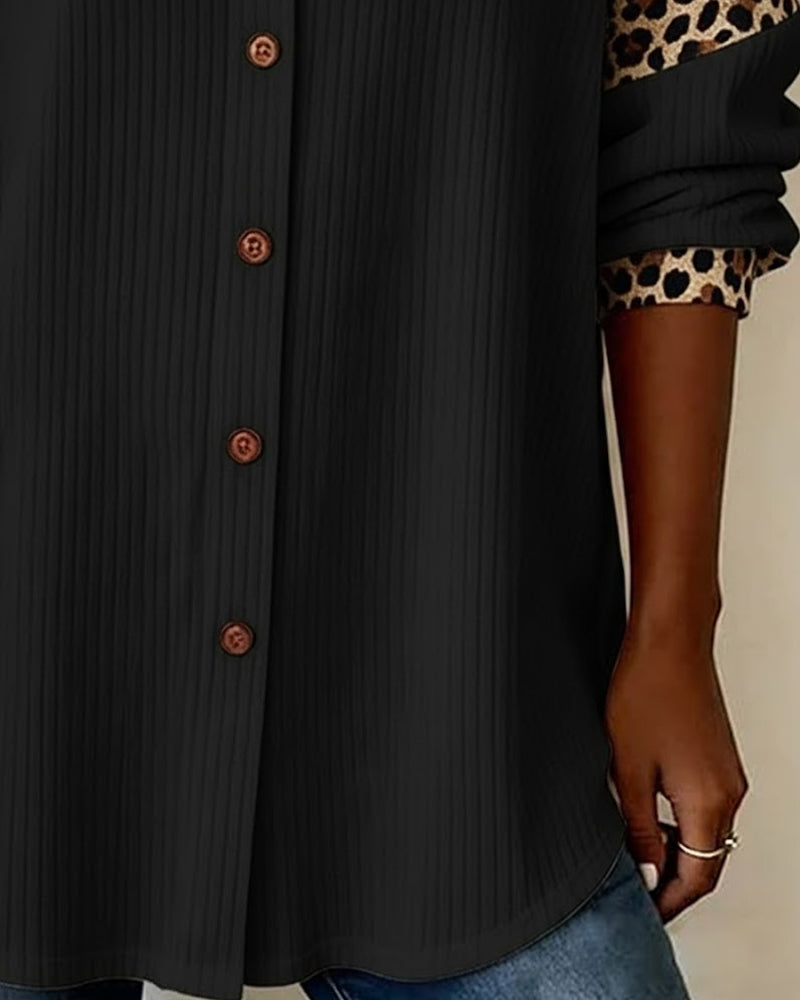 Jordana - Leopárd Mintás Gombos Galléros Ing