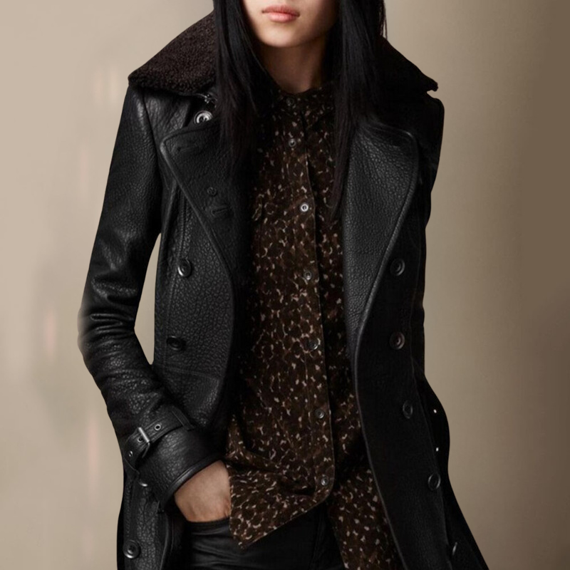 Birgit - Luxus bőr Trendi Kabát