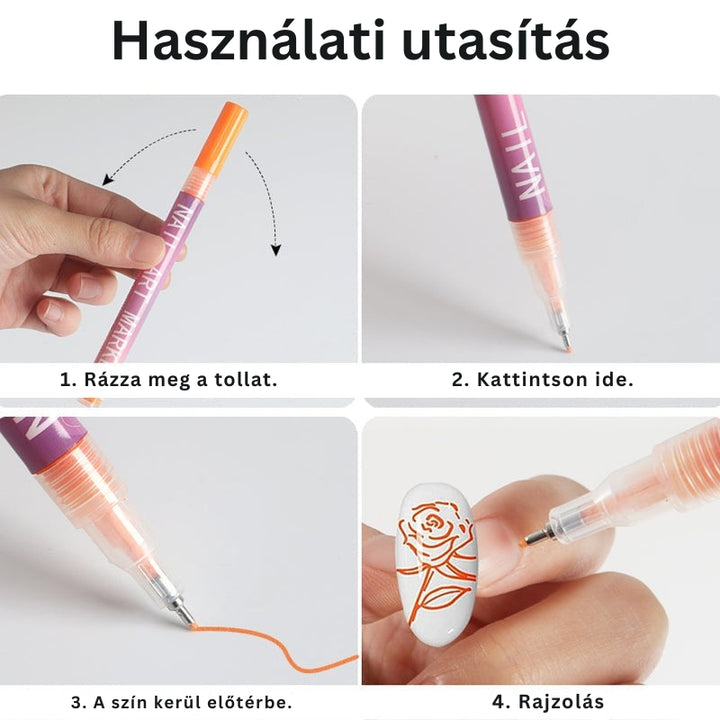 GlamSketch - 12 Színű Körömdíszítő Tollkészlet