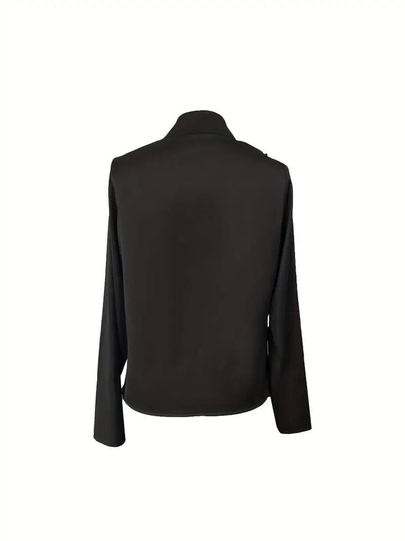 Nalora - Selyem V-Nyakú Blúz Ráncolt Részletekkel