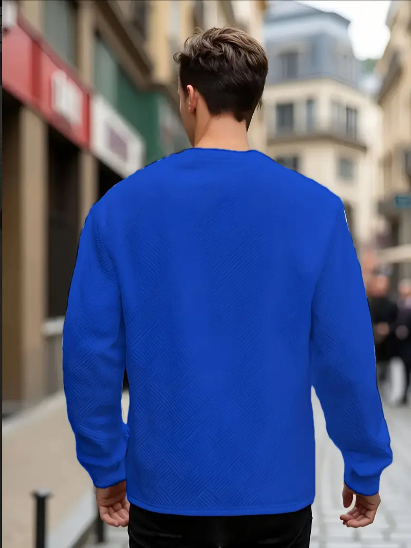 Malinga – Hosszú Ujjú Alkalmi Geometrikus Mintás Pulóver