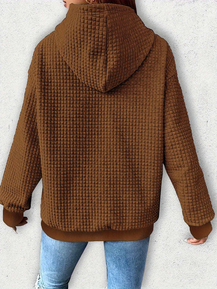 Urmela – Alkalmi Poliészter Kapucnis Pulóver Zsebekkel