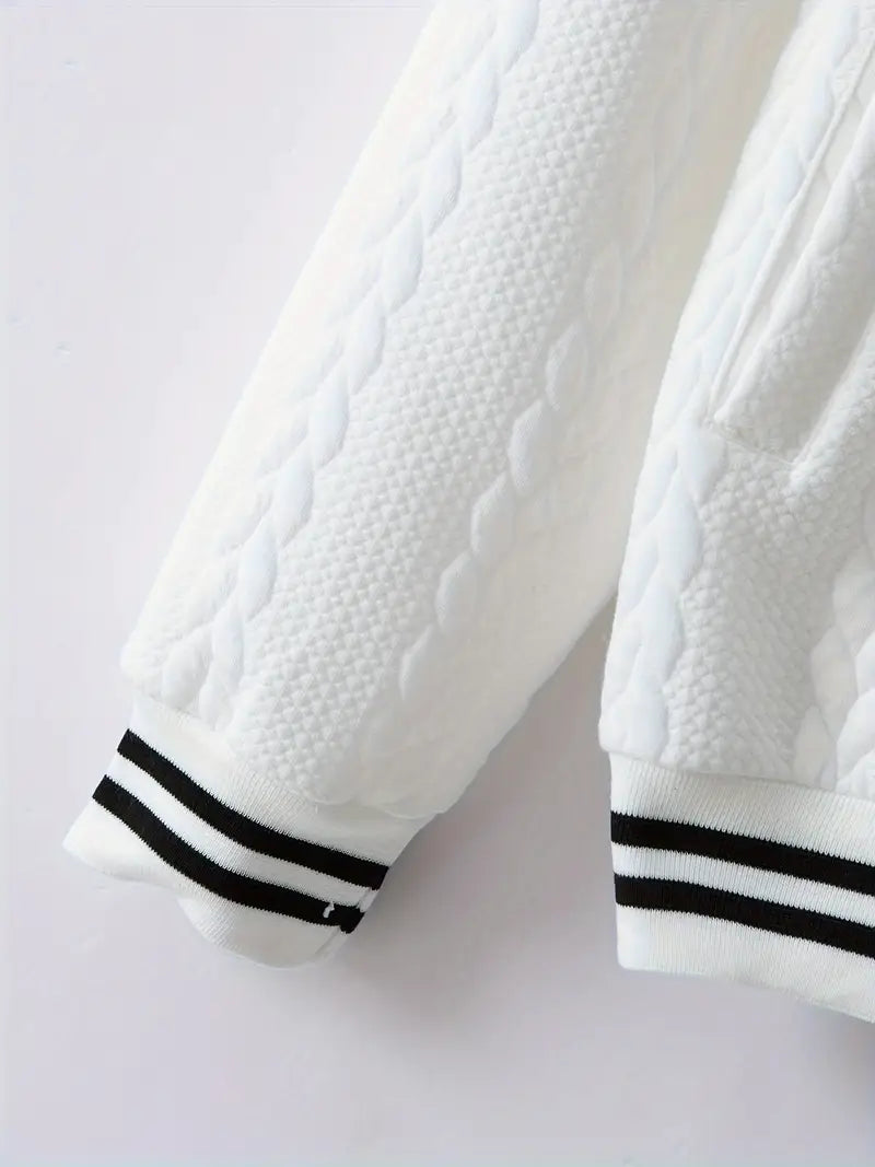 Felips - Csíkos Dekorációjú Jacquard Baseball Dzseki