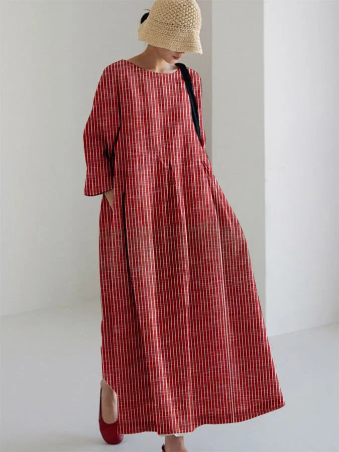 Olivia – Vintage Ruha Csíkokkal és Laza Fazonnal