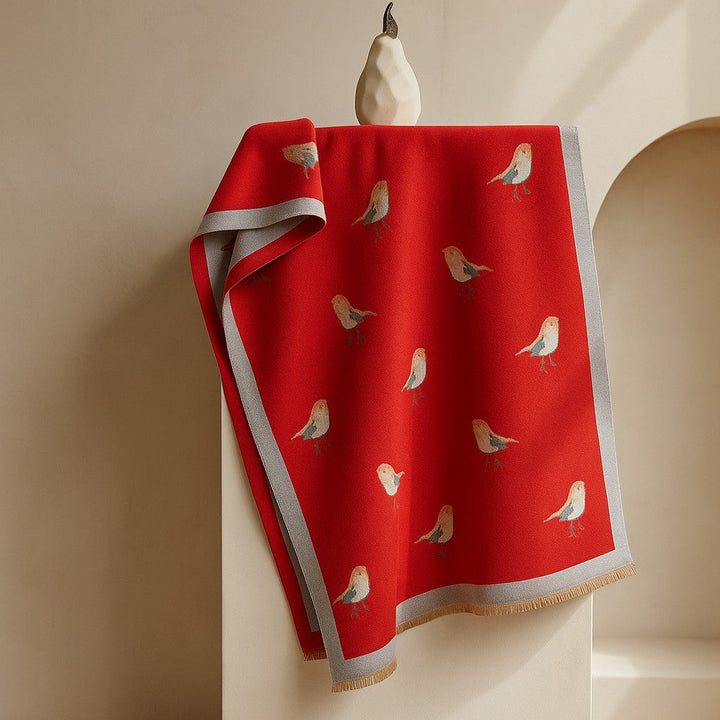 Jesmyn - Madár Mintás Kétoldalas Gyapjú Sál