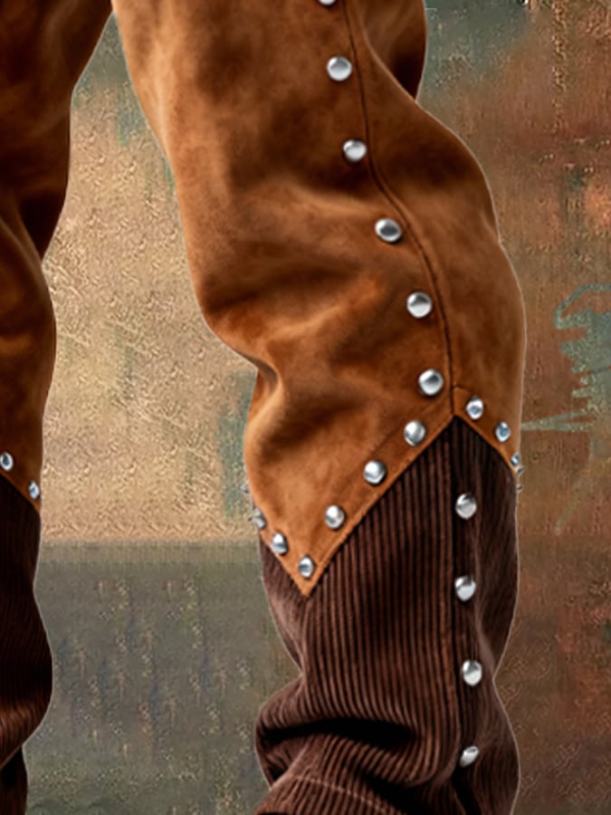 Overton – Vintage Kültéri Kaland Kordbársony Varrású Rojtos Nadrág