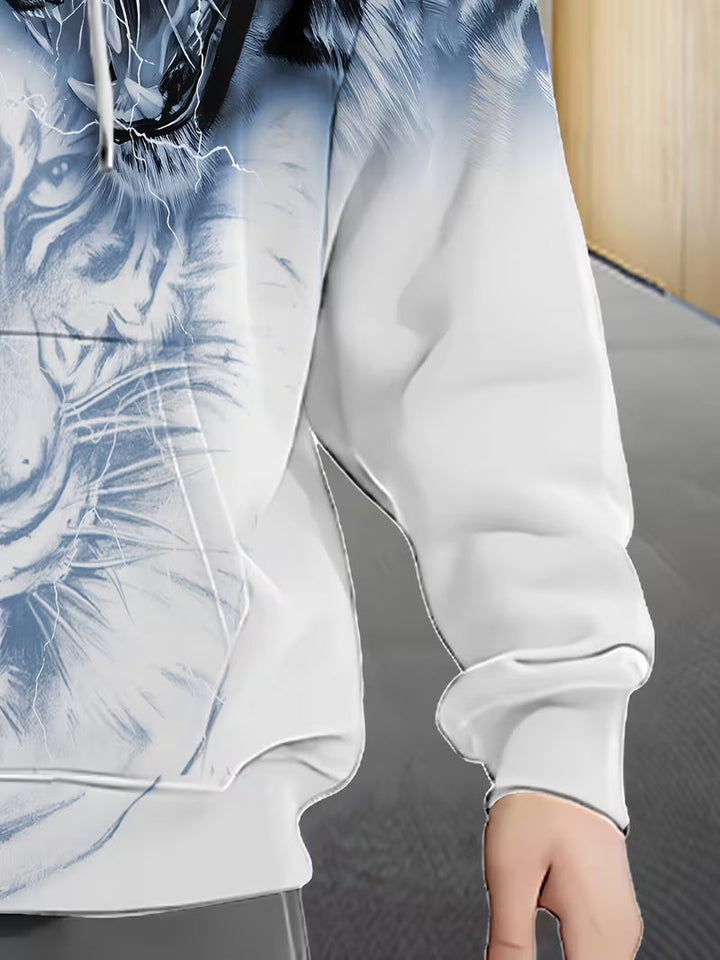 Luciano - Tigris Mintás Kapucnis Pulóver Cipzárral