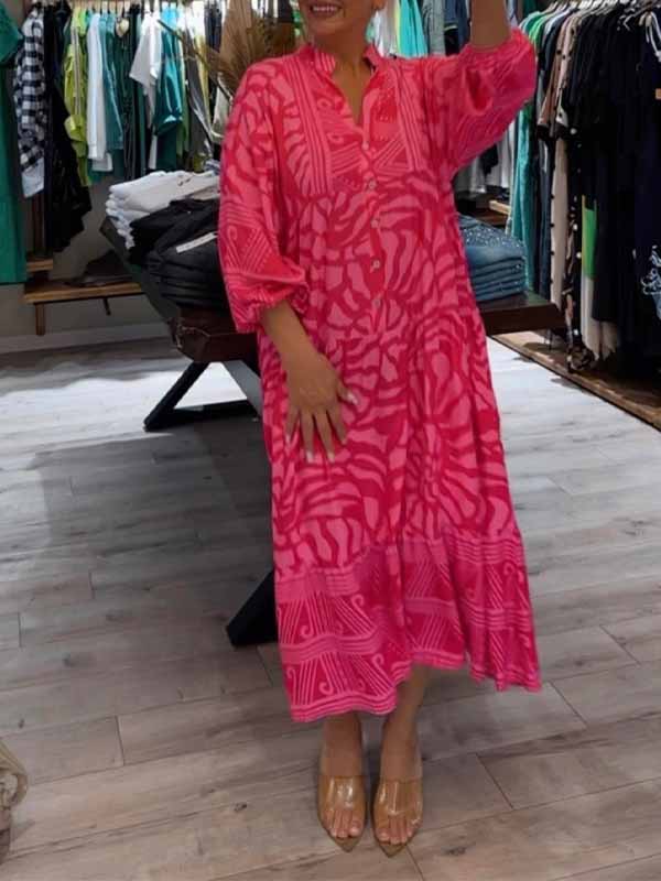 Elyanna - Nyomtatott V-Nyakú Ruha