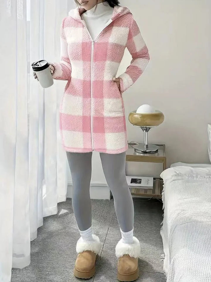 Tissaia - Stílusos Kapucnis Kabát Cipzárral