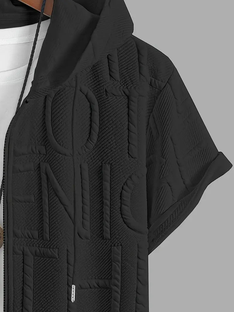 Henryk - Elegáns Rövid Ujjú Kapucnis Cipzáras Pulóver