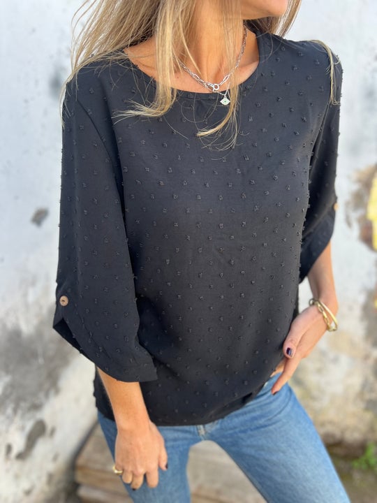 Lyutsiya - Kerek Nyakú Hímzett Nagy Mandzsettás Alkalmi Ing