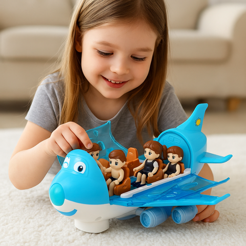 MusicJet – Elektromos Repülőgép Fényekkel, Zenével és Akadálykerüléssel