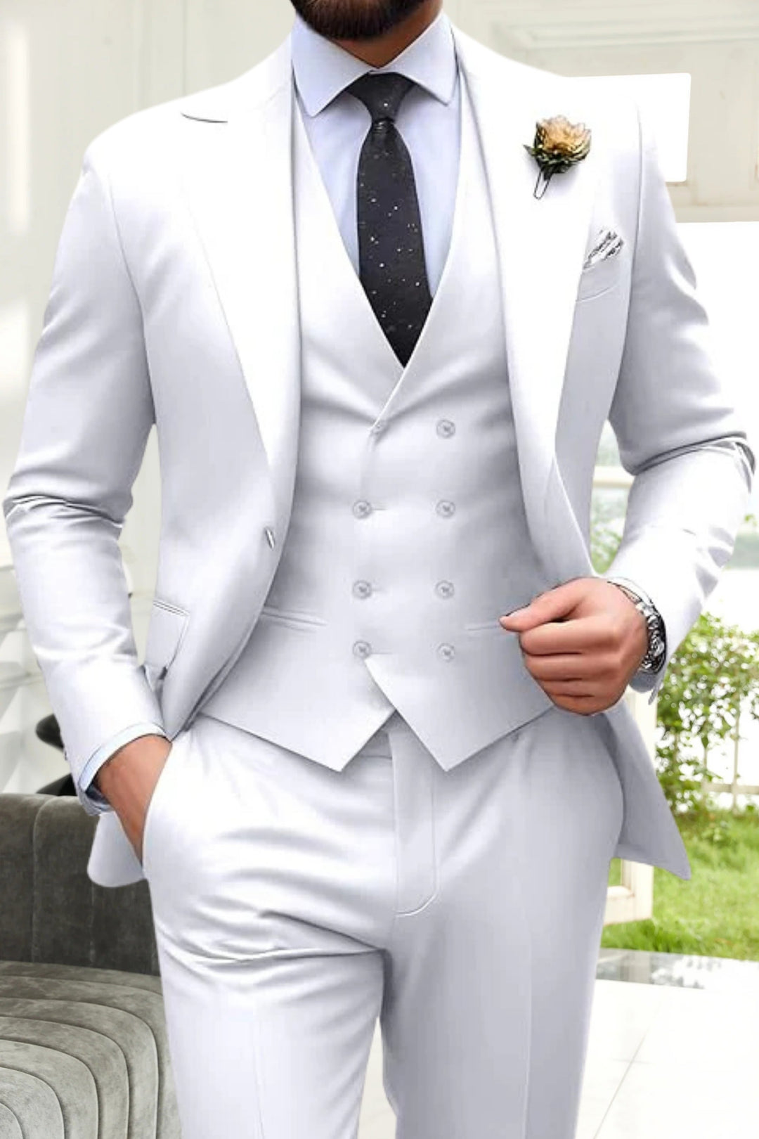 Gremist - Csúcsos Gallér Karcsú Szabás 3 Részes öltönyök